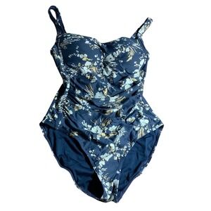 Nip Tuck One Piece Swimsuit Navy Floral size 6